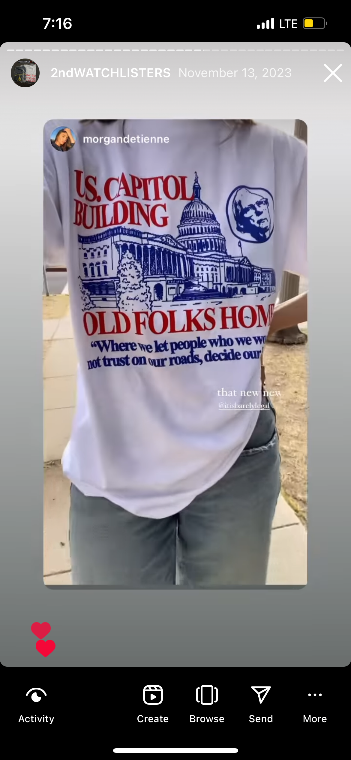 "OLDFOLKS" 6oz COTTON TSHIRT