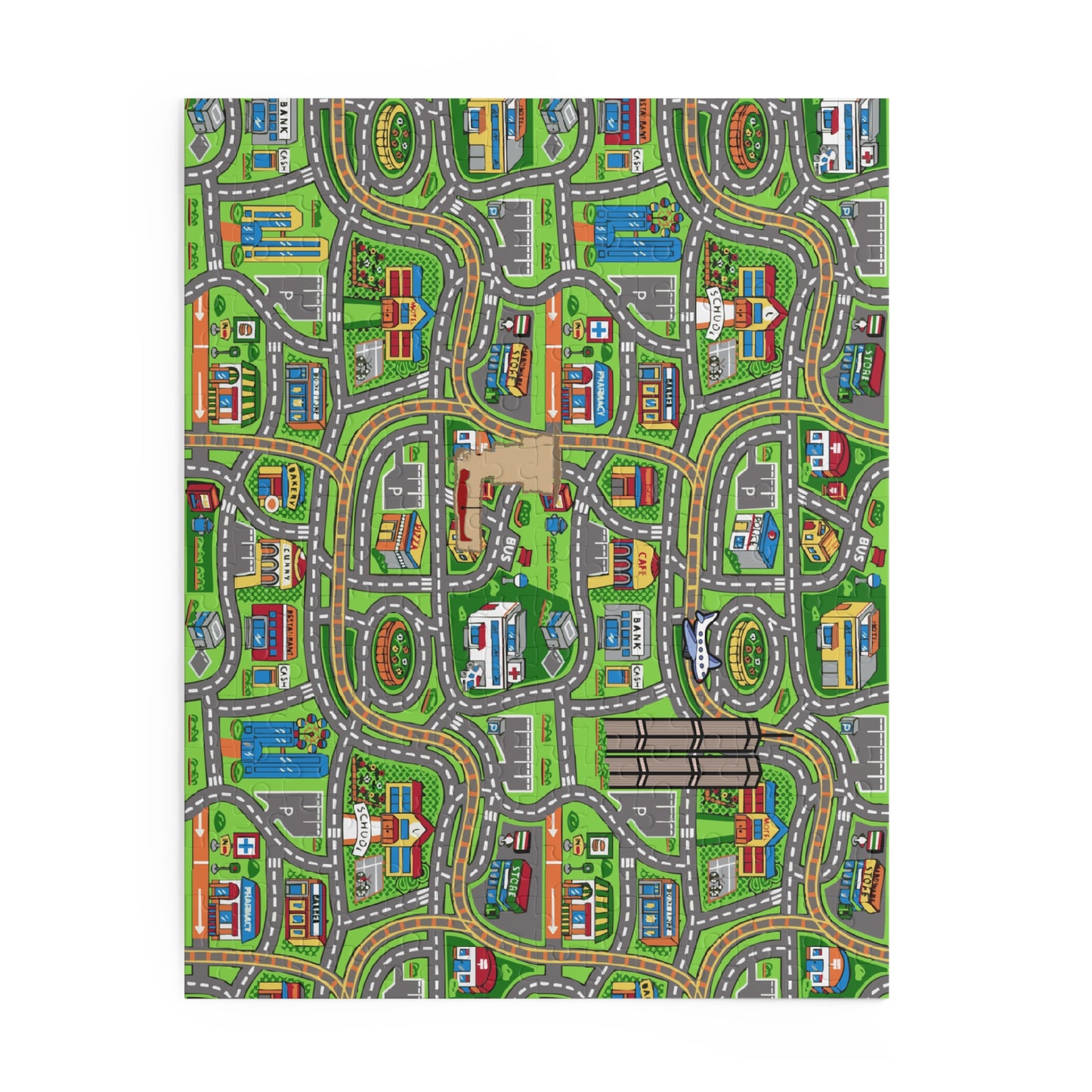 City Roadmap Puzzle – Kids' Play Mat Jigsaw (120/252/500 pcs)