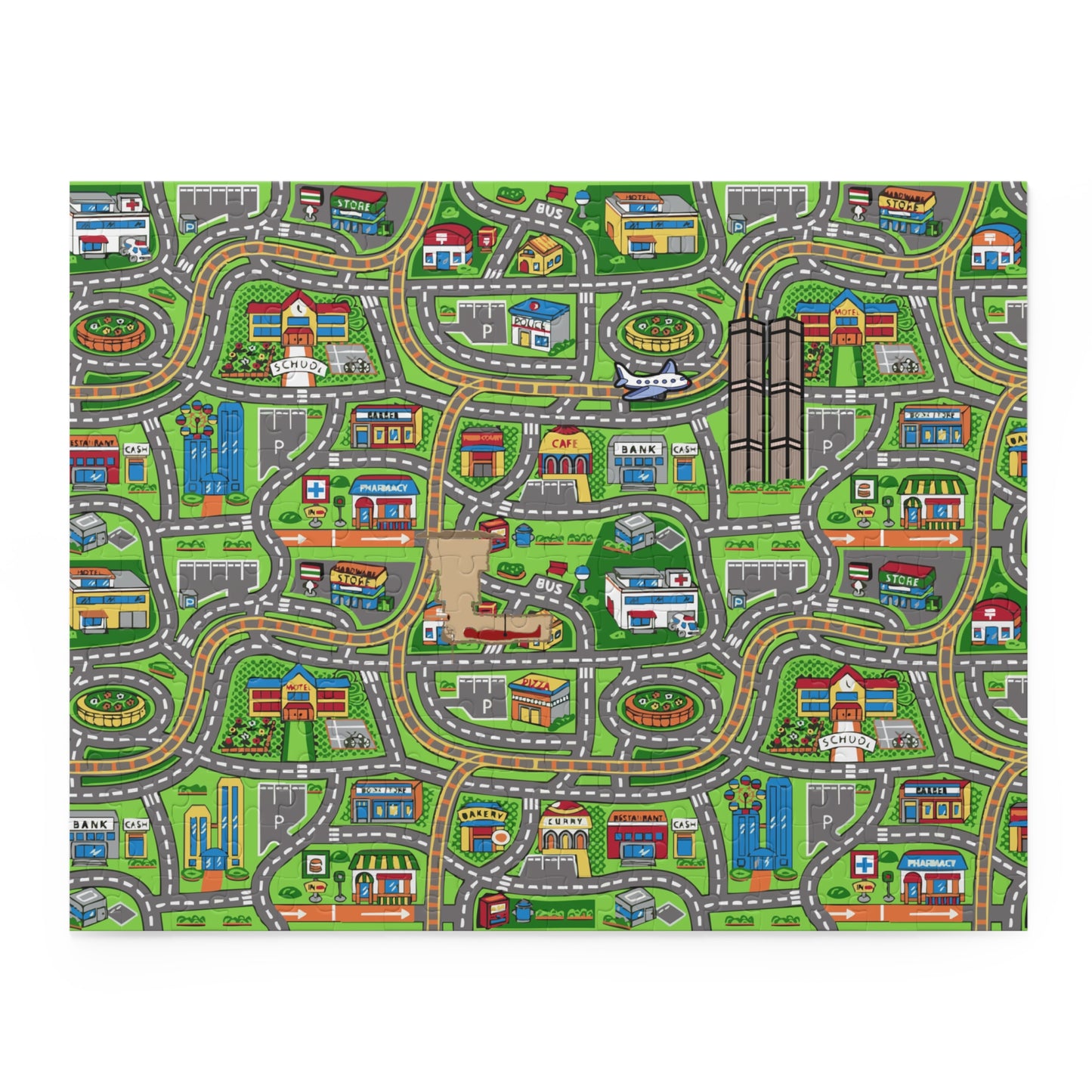 City Roadmap Puzzle – Kids' Play Mat Jigsaw (120/252/500 pcs)