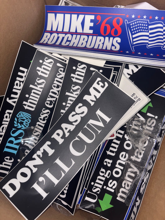 FREE BUMPER STICKER (email us if you want a specific sticker included :)