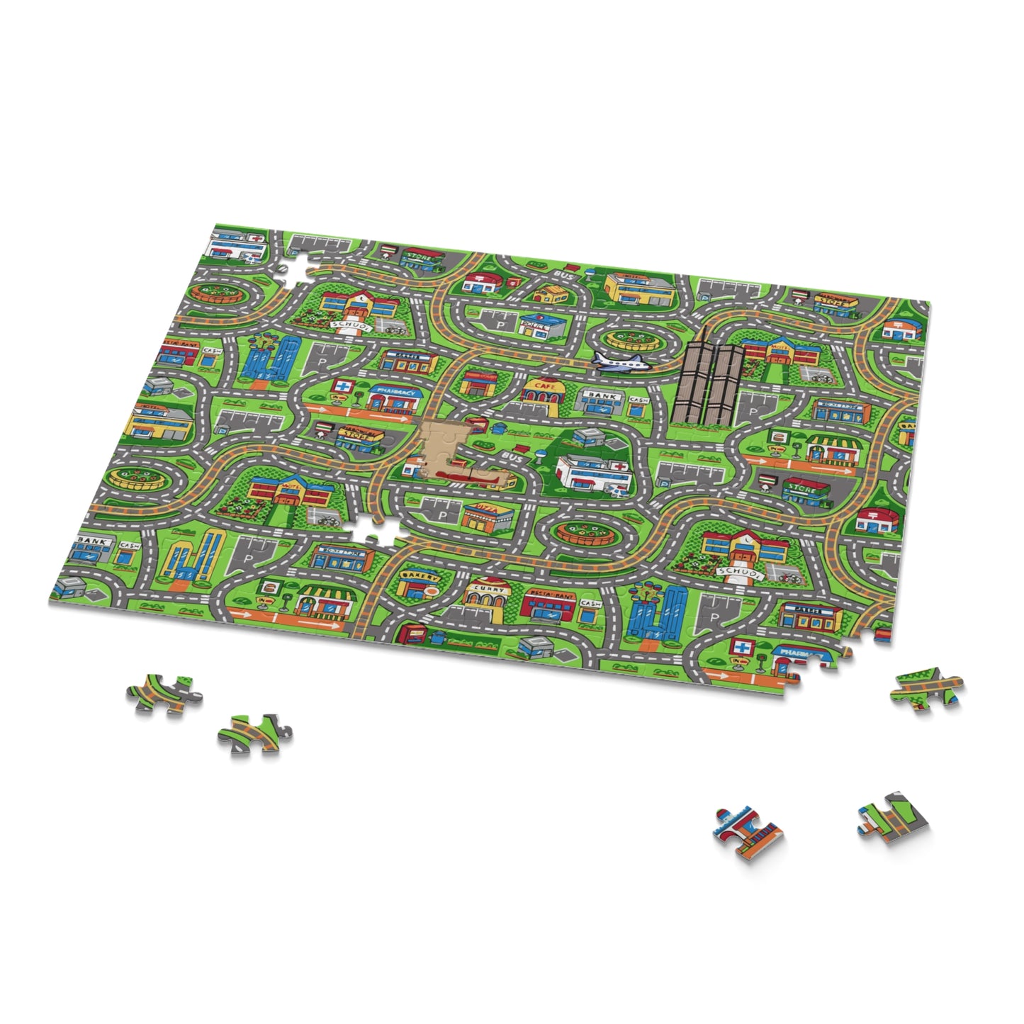 City Roadmap Puzzle – Kids' Play Mat Jigsaw (120/252/500 pcs)