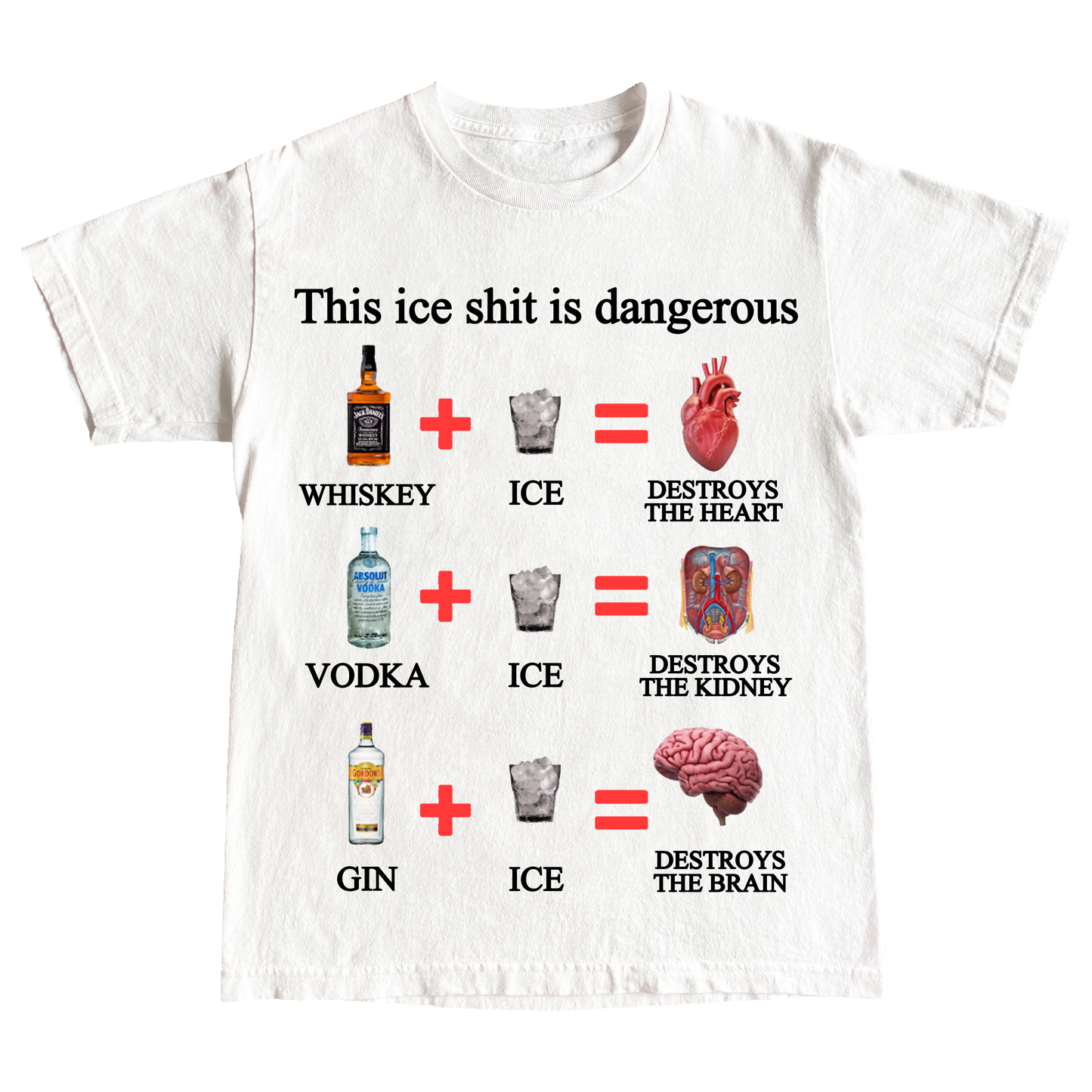 "ICE IS DANGEROUS" 6oz COTTON T-SHIRT